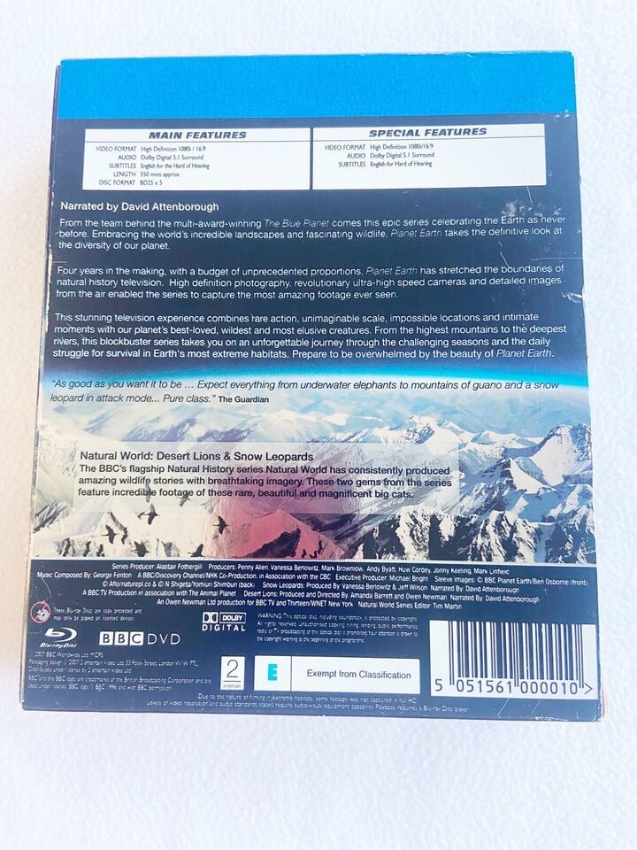 Planet Earth (Blu-ray) - The Complete Series - 5 Disc Set VG - DVDs
