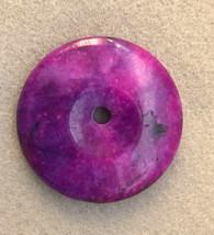 Sugilite Amazonite 50mm stone round donut bead, purple pink sparkle - $17.00