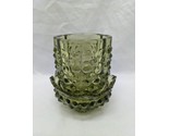 *Crack* Vintage MCM Green Fairy Light Glass Candle Holder 3&quot; X 4&quot; - $35.63