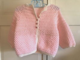 Vintage Baby Girl Pink Hand Knitted Sweater Mint Cond. - £9.39 GBP
