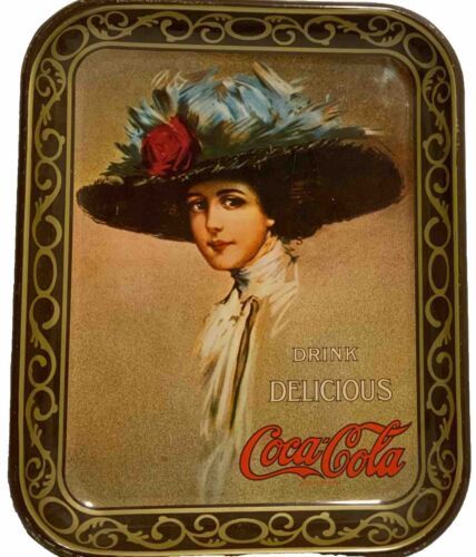 Vintage Coca Cola Serving Tray With Hanger For Wall Hanging 12" Rectangle Sign - £8.88 GBP
