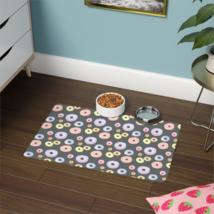 Donut with Dark Gray Background Pet Food Mat (12x18) - £19.98 GBP