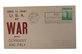 1941 Patriotic WW2 Dec 11 USA at War W Germany Italy Fidelity Rare Bond ... - £59.25 GBP