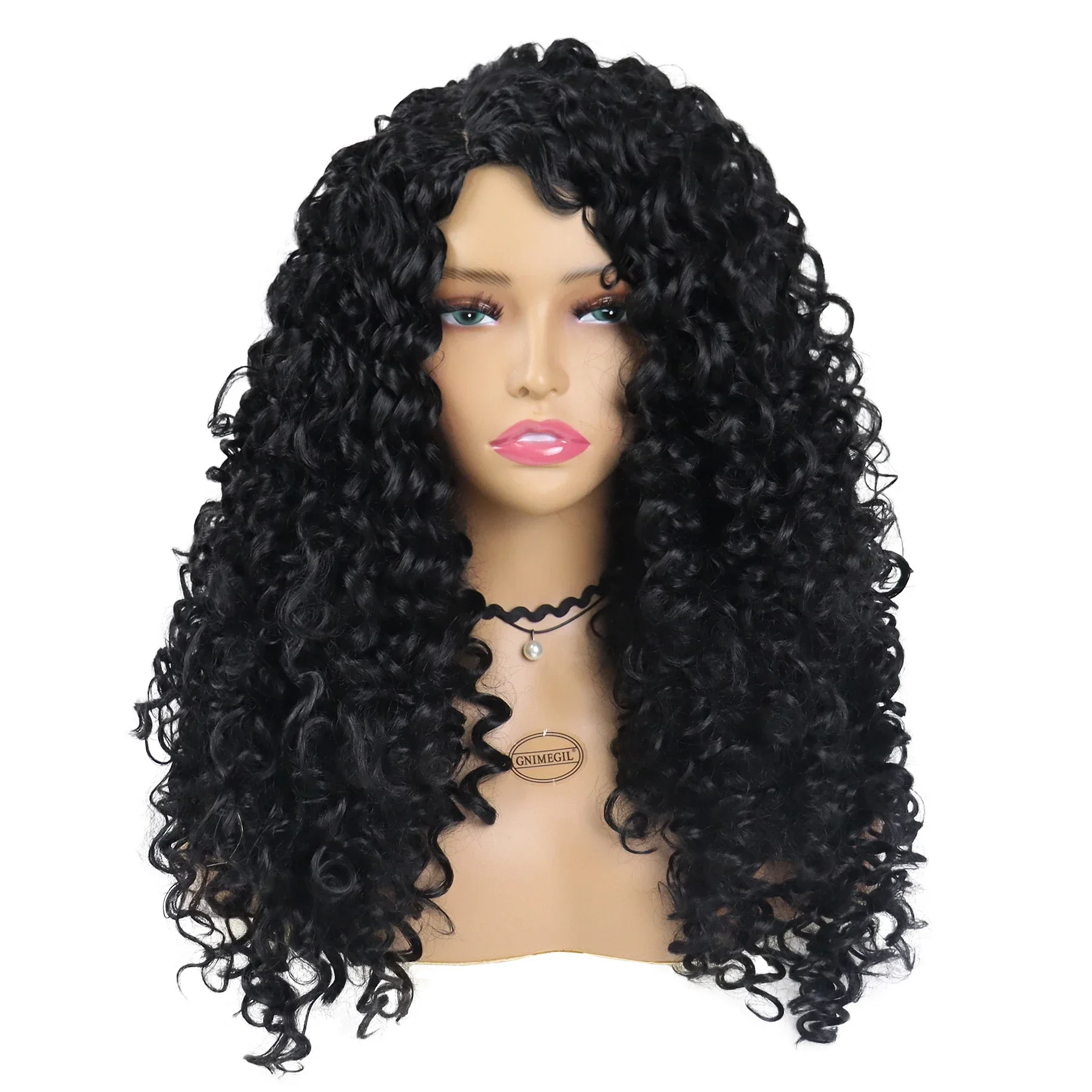 GNIMEGIL Synthetic Long Curly Wig for Woman Big Volume Fluffy Wave Wigs for - $39.37