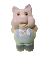 Vintage 70s Fuzzy Material Piggy Bank Pig Is 10&quot;Tall W/Stopper Flaw - £7.90 GBP