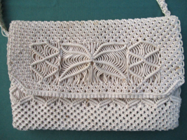 Macrame Clutch Purse Bag Hemp Cord Crochet Handbag Dimensions Handmade C... - $18.99