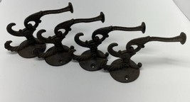 Lot Of 4 Vintage Coat Hooks Victorian Ornate Triple Wall Hook Cast Iron 6 1/2” - £59.97 GBP
