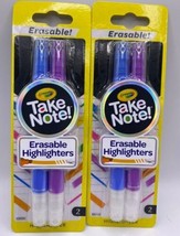 (2) Crayola Take Note Erasable Highlighters - 2 pack - Blue &amp; Purple - NEW - £6.71 GBP