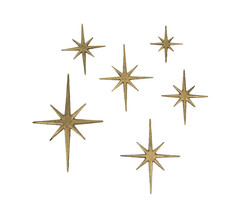 Set of 6 Cast Iron Starburst Wall Hangings Mid Century Modern 8 Pointed Stars - £70.69 GBP