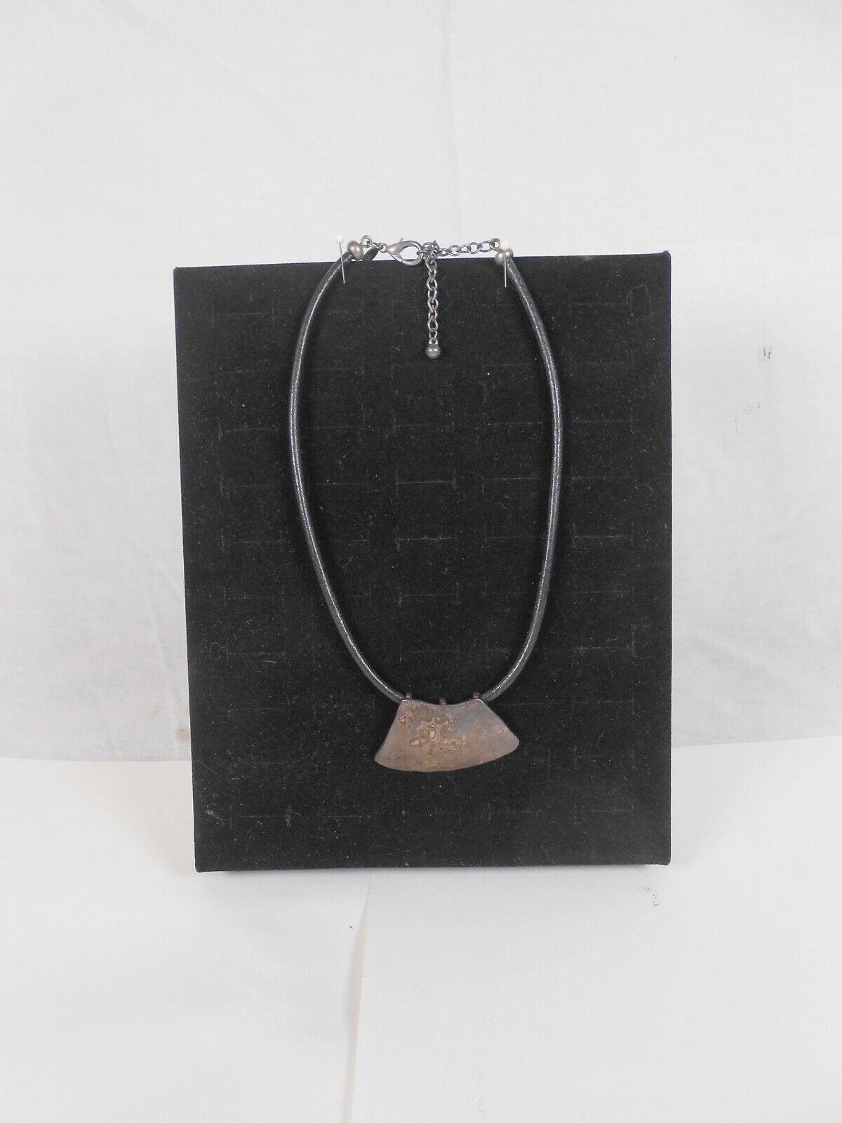 Chico's Choker Necklace with Leather with Hammered aged Metal Pendant - $8.60
