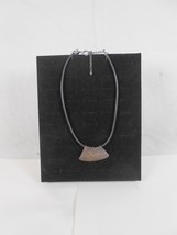 Chico&#39;s Choker Necklace with Leather with Hammered aged Metal Pendant - $8.60