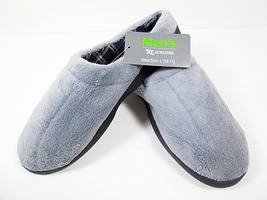 Mens Slippers House Shoes Gray Large Slip On Size 10 to 11 Grey Lg Lounging Shoe - £9.70 GBP