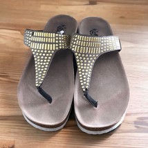 Serene Island Yash gold studded wedge sandals women’s size 8.5 - £19.46 GBP