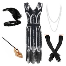 Plus Size XXXL 1920s Flapper Dress Great Gatsby Party Evening Sequins Fringed Dr - £96.19 GBP