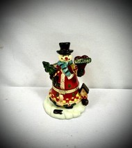 Snowman Ceramic Figurine Christmas Decor Colorful Top Hat 4” Trinket Box... - $19.34