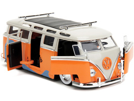 1962 Volkswagen Bus &quot;Santa Monica Surf Club&quot; Orange and White with Graphics with - £31.16 GBP