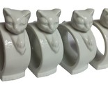 Set Of 4 White Cat Porcelain Napkin Rings - $14.95
