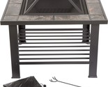 Black 30 Inch Sq.Are Marble Tile Firepit, Pure Garden 588189Tmq, And Log... - $267.92