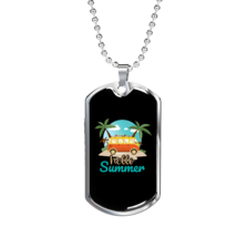 Camper Necklace Hello Summer Beach Necklace Stainless Steel or 18k Gold Dog Tag - £37.92 GBP+