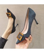 Alner-Cat Women’s pointed toe shoes, Stiletto heel (8 cm), Eco Suede Lea... - $64.00