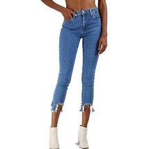 JBD Just Black Denim Crop Skinny Jeans Women&#39;s Size 30 Medium Wash V Frayed Hem - £41.25 GBP