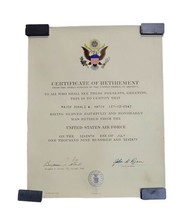 Department of the Air Force USAF Official Retirement Certificate 1970 - £6.30 GBP