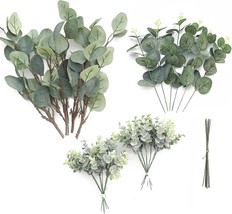 Floroom 3 Kinds Of Artificial Silver Dollar Eucalyptus Stems Faux Greenery - $39.99