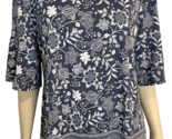 NWT Charter Club Blue Bella Blooms Short Sleeve Floral Knit Top Size XL - $28.49