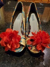 DOLCE by MOJO MOXY Women’s Red Peacock Open Toe Heels Shoes Size 7.5 - £23.45 GBP