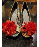 DOLCE by MOJO MOXY Women’s Red Peacock Open Toe Heels Shoes Size 7.5 - £23.73 GBP