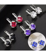 Silver Plated Stud Dangle Earrings With Cubic Zirconia Fashion Jewelry F... - $227.52 MXN