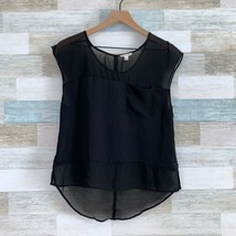 Urban Outfitters Silence + Noise Sheer Panel Top Black High Low Hem Wome... - $14.84