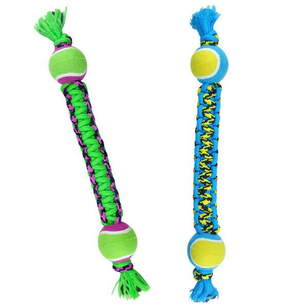 Paracord Rope Big Dog Toys Durable Braided Double Tennis Ball Tug 18.5" Large