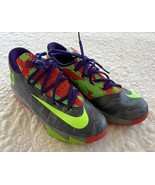 Nike KD Gray Neon Green Red Purple Laces Boys Basketball Sneakers Shoes 5Y - £35.33 GBP