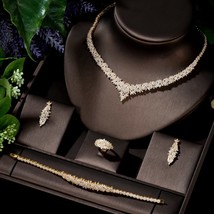 Trendy Wedding Necklace Earrings Set for Women Full AAA Cubic Zirconia Bridal Je - £72.01 GBP