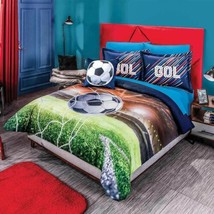 Soccer Juniors Boys Reversible Comforter Set 4PCS Full Size - £77.19 GBP
