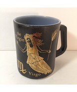 VTG Federal Milk Glass Mug Zodiac Sign Virgo  The Virgin Black Gold Coff... - £14.22 GBP