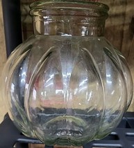 Vintage Very Large Italian Clear Glass Pumpkin Shaped Apothecary Jar - $20.47