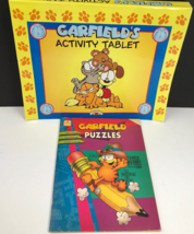 Jumbo Garfield Activity Tablet &amp; Puzzle Book, Mazes, Word Finds Lot of 2 Vintage - £11.61 GBP