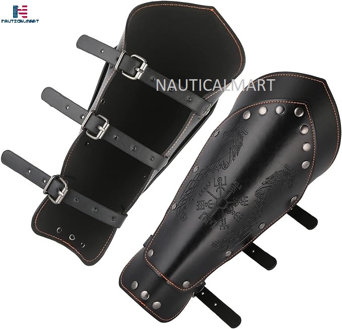 Medieval Knight Leather Gauntlet Wristband Arm Guard Armor Bracers Armband Wrist Guards Reenacment LARP Replica For Roleplay & Cosplay