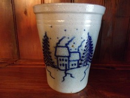 ORIGINAL 1981 ELDRETH POTTERY CROCK OF WINTER HOMESTEAD SIGNED BY DAVE E... - $93.50