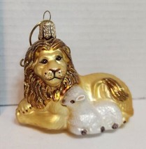 Old World Christmas Lion and Lamb Peaceable Kingdom Glass Ornament - £11.45 GBP