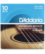D&#39;Addario EJ16 Phosphor Bronze Light Acoustic Strings 10-Pack - £103.57 GBP