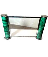 GUCCI Italy STORE DISPLAY Fixture Desk Stand Silver Tone Malachite Style VINTAGE - $975.10