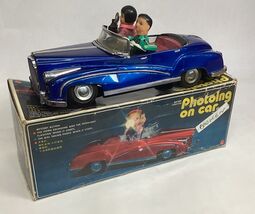 Vintage Collectable Tin Plate Battery Operated Car Photoing On Car 1960s... - $19.79