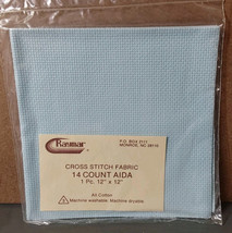 Raymar Aida Cross Stitch Cloth 12x12 14 Ct Light Blue - $9.55