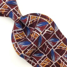 Harold Powell Tie Italy Silk Necktie Dark Red Blue Orange Check Oval Tie... - $15.83