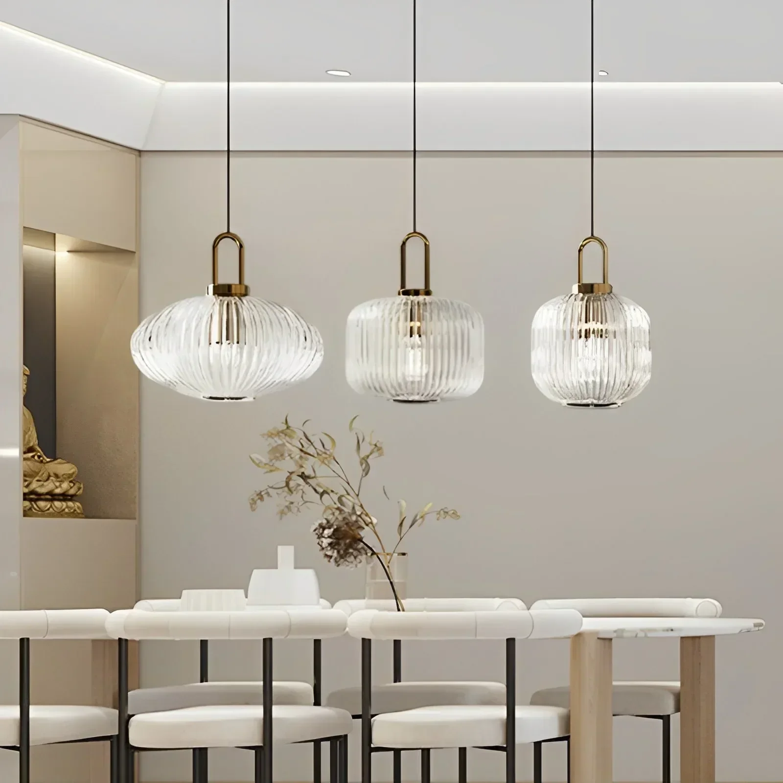 Modern Minimalist Glass Pendant Lights Japanese LED Chandeliers for Dini... - $54.82+