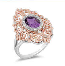 1/6 CT Diamond and Rose-De-France Rapunzel Filigree Ring Engagement Wedding Ring - £39.15 GBP