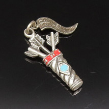 925 Silver - Vintage Enamel Three Arrows Grand Canyon Souvenir Pendant -... - £30.24 GBP